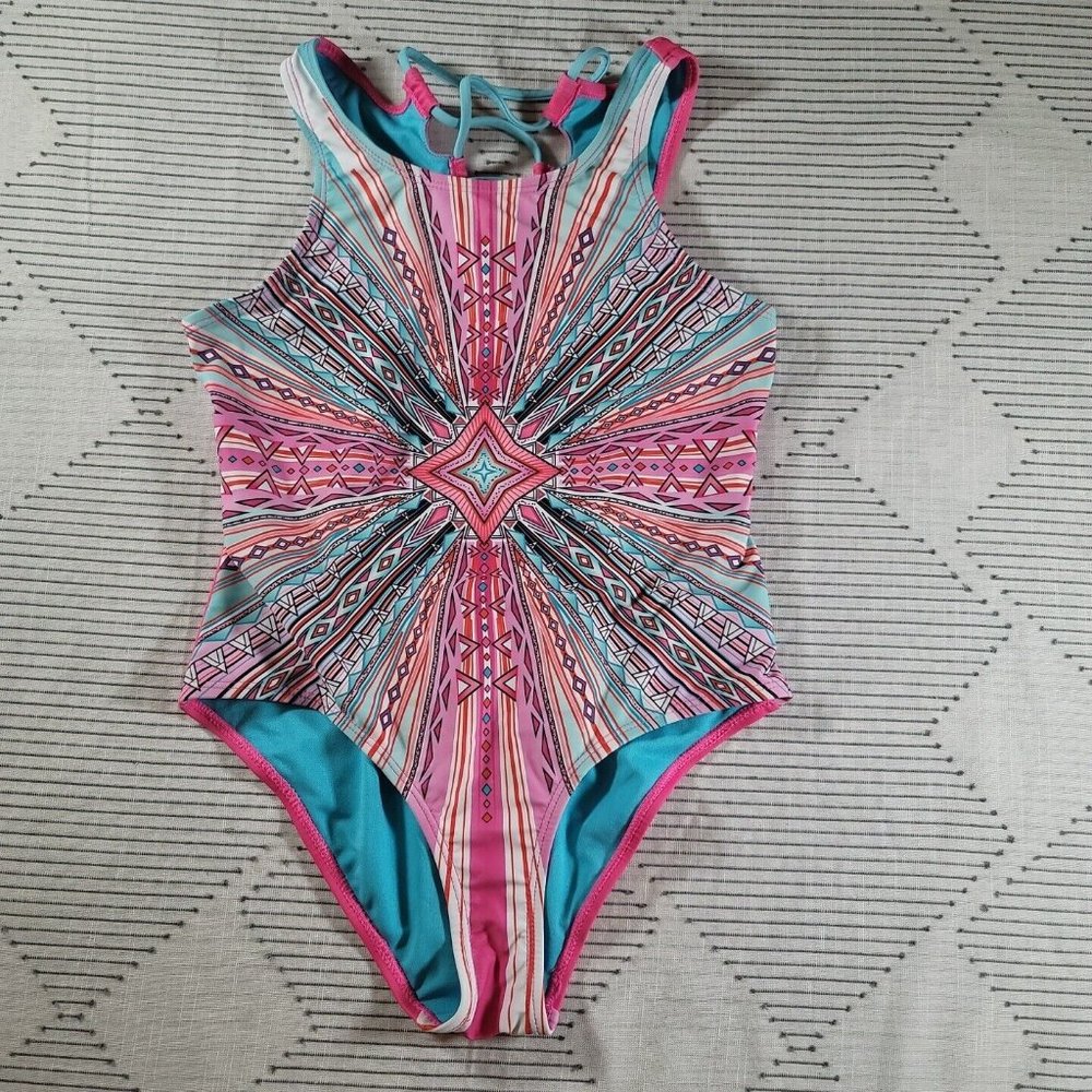YMI Girls Colorful Starburst Pink One Piece Swimsuit 14